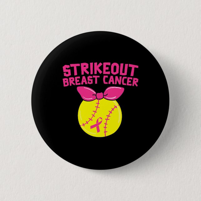 Breast Cancer Awareness Softball Fighting Button (Vorderseite)