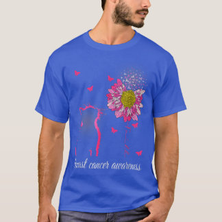 Breast Cancer Awareness Sunflower Cat Faith Ribbon T-Shirt