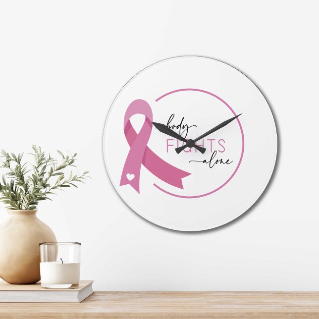 Breast Cancer Awarness Nobody Fights Alone Große Wanduhr (Von Creator hochgeladen)