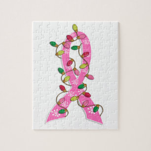 Breast Cancer Christmas Lights Ribbon