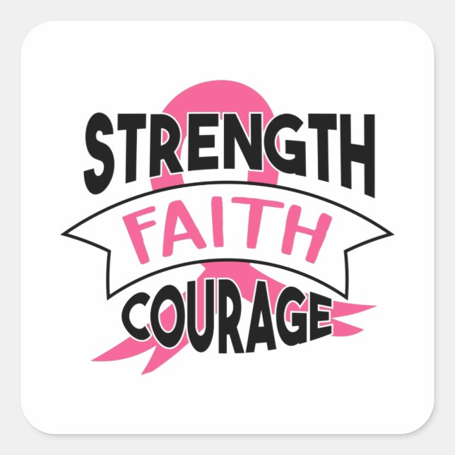 Breast Cancer Faith Print Quadratischer Aufkleber (Vorderseite)