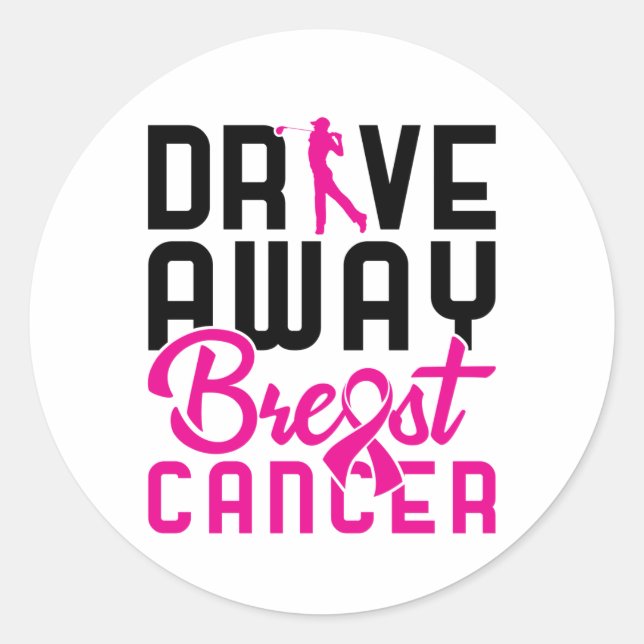 Breast Cancer Golfspielen Golf Golfer entfernen Runder Aufkleber (Vorderseite)