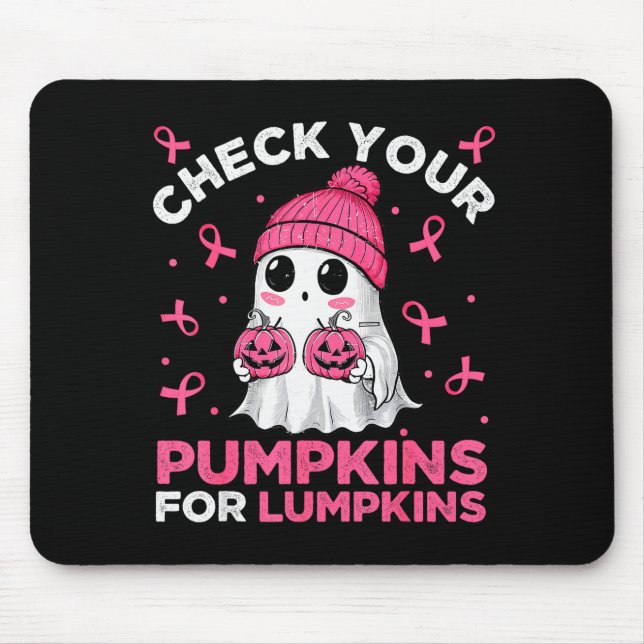 Breast Cancer Halloween Boo Ghost Check Your Pumpk Mousepad (Vorne)