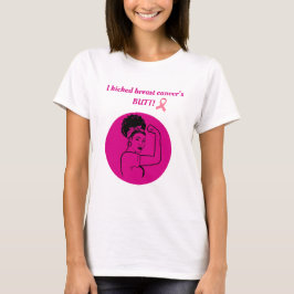 Breast Cancer Pink Kick Butt Woman T-Shirt