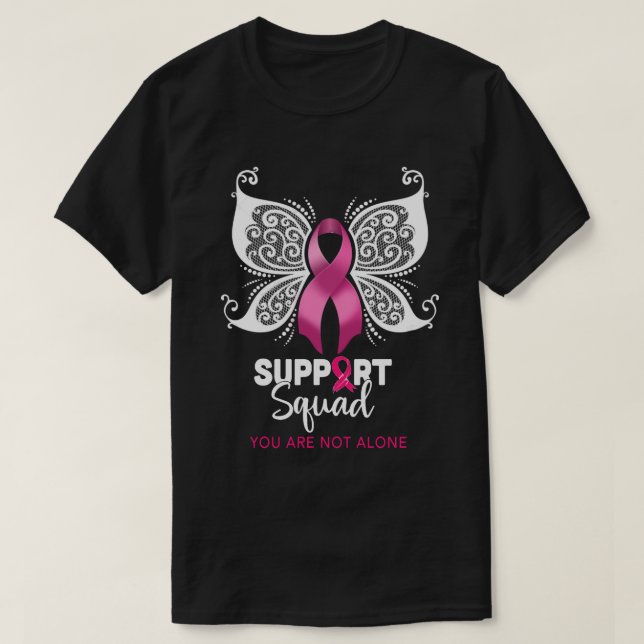 Breast cancer Support Squad  pink ribbon with butt T-Shirt (Design vorne)