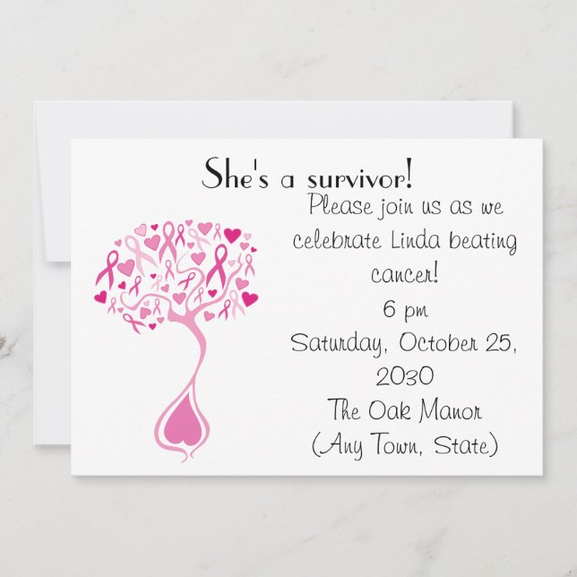 Breast Cancour Survivor Party/Fundraiser Invite Einladung (Vorderseite)