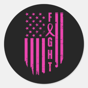 Breast Survivor American Flag Breast Cancer Awaren Runder Aufkleber