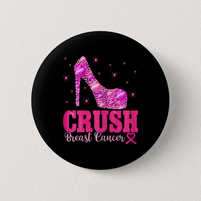 Breastkrebs-Bewusstsein - Rosa Heels Button (Vorderseite)