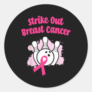 Breastkrebs-Bowling Ribbon Pink auslöschen Runder Aufkleber