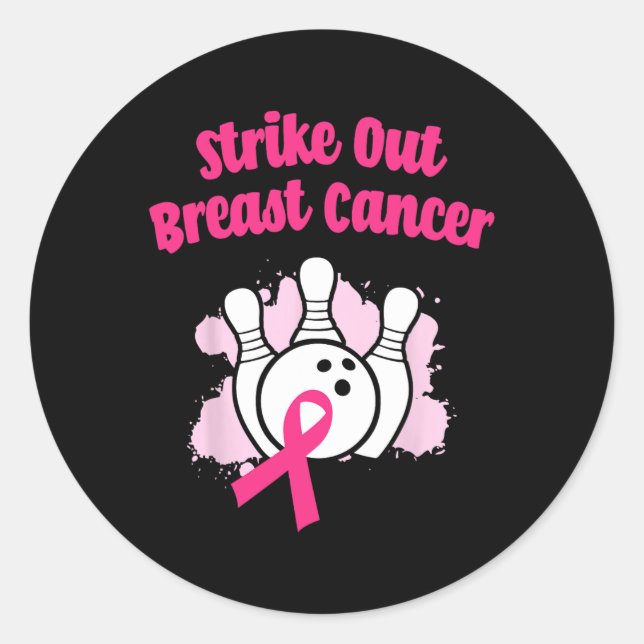 Breastkrebs-Bowling Ribbon Pink auslöschen Runder Aufkleber (Vorderseite)