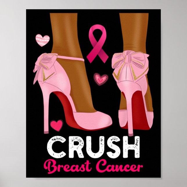 Breastkrebs im Oktober tragen wir rosa schwarz Poster (Vorne)