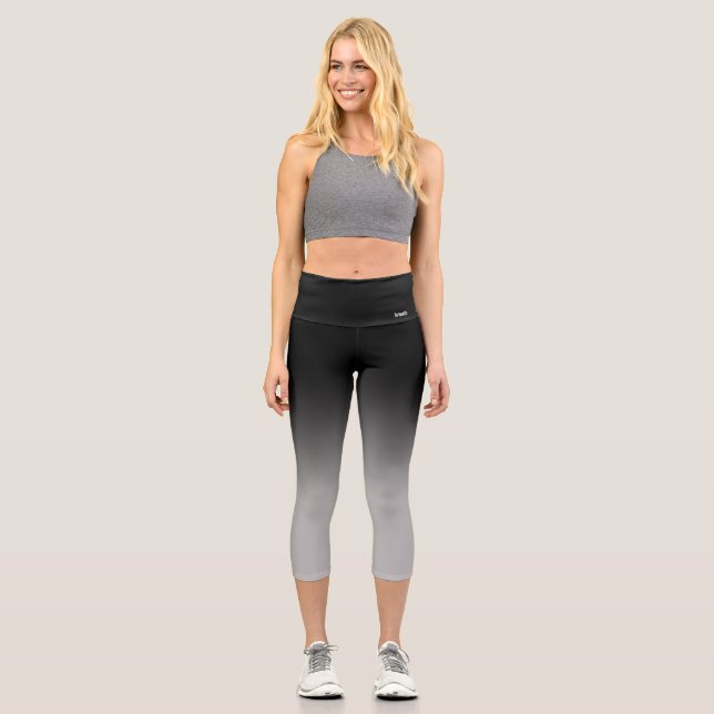 Breath_Zone Schwarze Gradient Capri Leggings (Vorderseite)