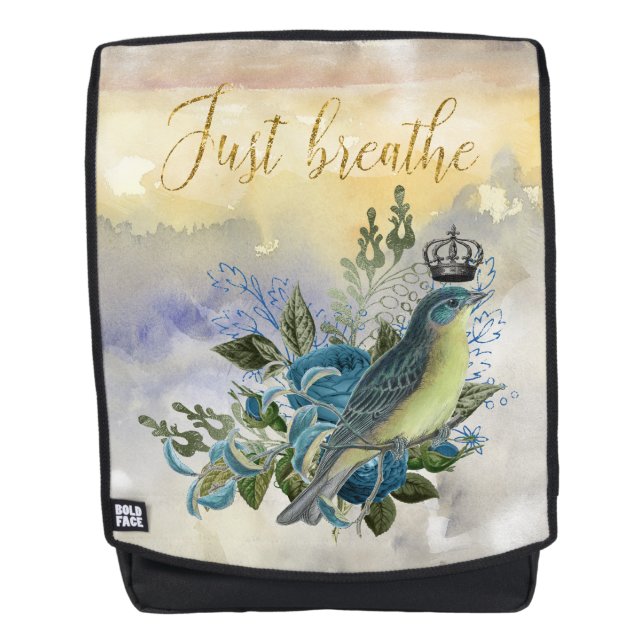 Breathe Blue Bird Collage Rucksack (Vorderseite)