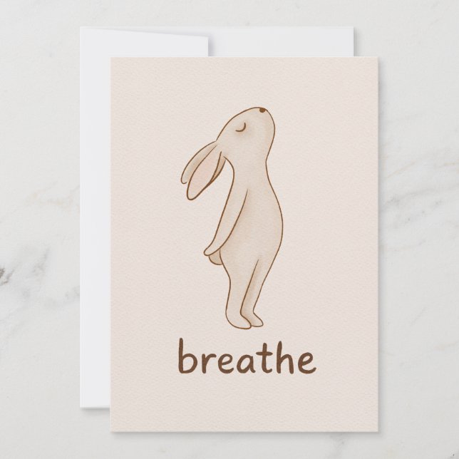 Breathe Bunny Minimalist Encouragement Card (Vorderseite)