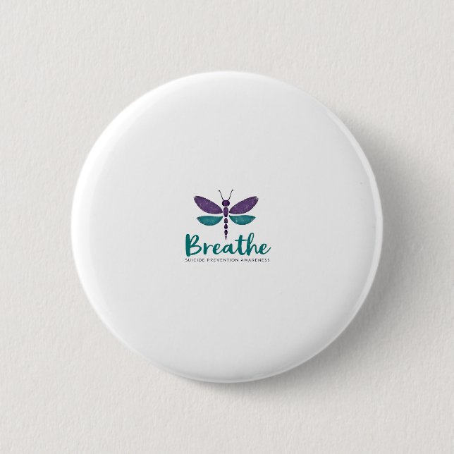 Breathe Dragonfly Suicide Prevention mental health Button (Vorderseite)