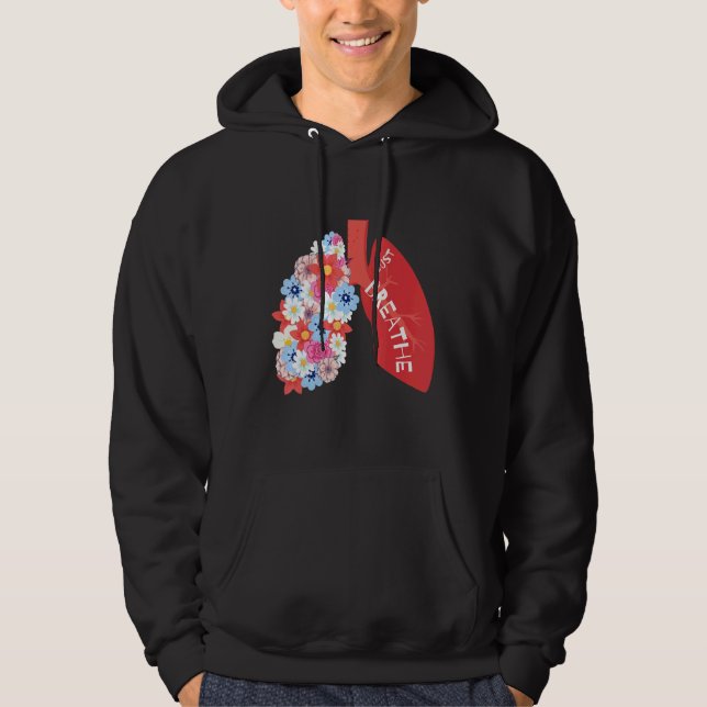 Breathe Floral Lung Respiratory Therapist RT Hoodie (Vorderseite)