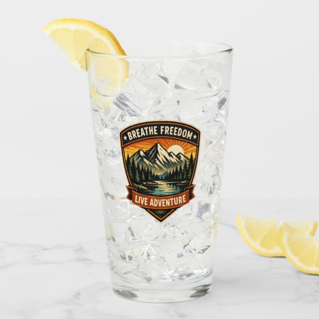 Breathe in the freedom, live the adventure glas (Vorderseite Ice)
