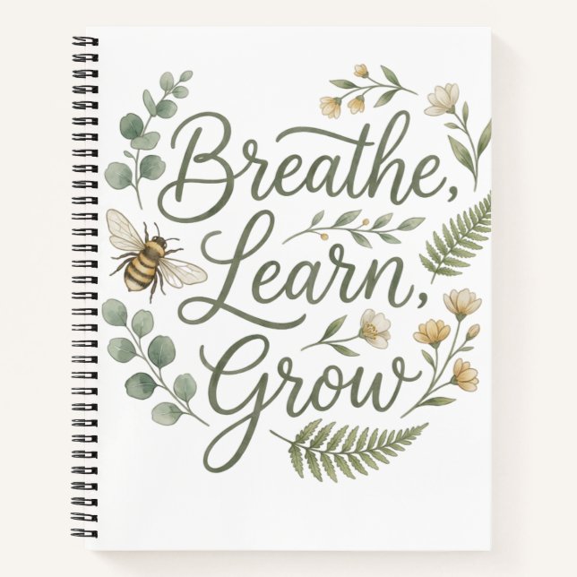Breathe Learn Grow Mindfulness Journal & Notebook Notizbuch (Vorderseite)