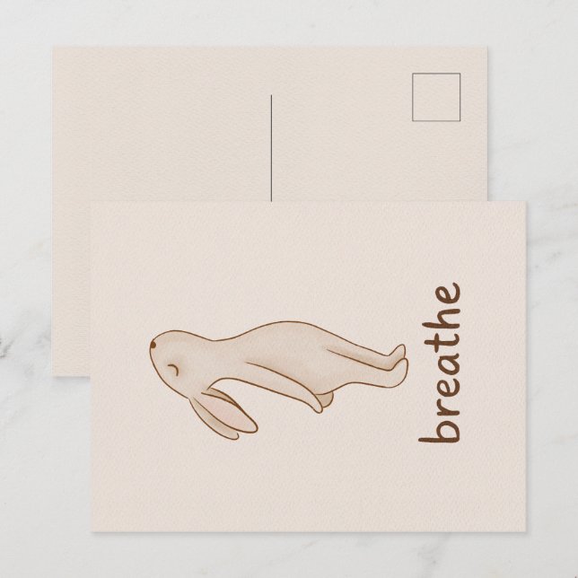 Breathe Minimal Bunny Postcard Ankündigungspostkarte (Vorne/Hinten)