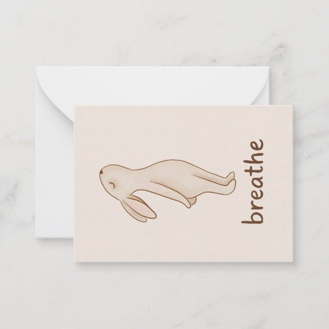 Breathe Minimalist Bunny Encouragement Note Card Mitteilungskarte (Vorderseite)