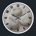 Breathe Relax Smile Customized Photo Clock Große Wanduhr<br><div class="desc">Breathe Relax Smile Customized Photo Clock makes a great birthday or wedding gift for a bride or bridesmaid. Add text.</div>