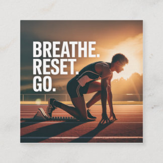Breathe. Reset. Go. Quadratische Visitenkarte