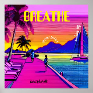 BREATHE - Sonnenuntergang am Wasser. Bearbeitbar. Poster