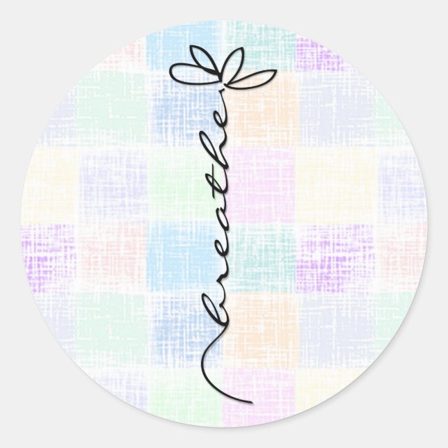 "Breathe" Text daisy doodle Runder Aufkleber (Vorderseite)