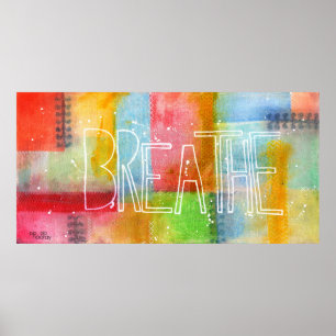 - BREATHE - Typografie Kunstmalerei Poster Print