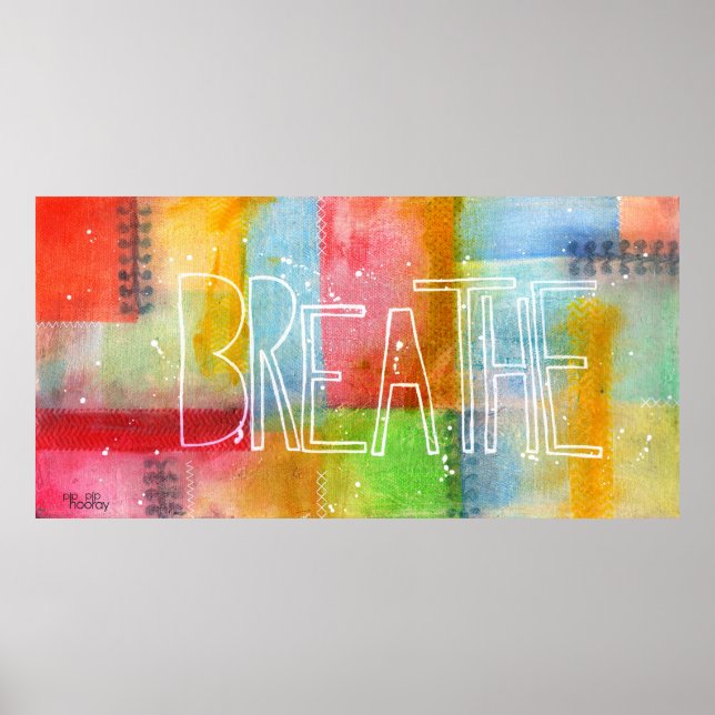 - BREATHE - Typographie Art Peinture Poster Imprim (Devant)