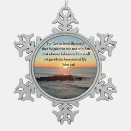 BREATHTAKING JOHN 3:16 SONNE SCHNEEFLOCKEN Zinn-Ornament
