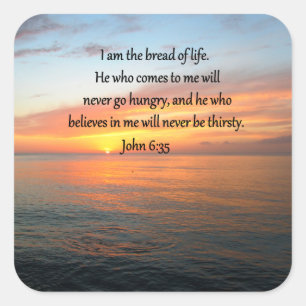BREATHTAKING JOHN 6:35 SONNENDESIGN QUADRATISCHER AUFKLEBER