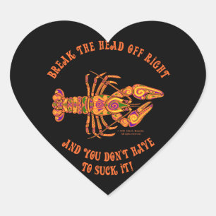 Brechen Sie den Kopf Crawfish Herzsticker Herz-Aufkleber
