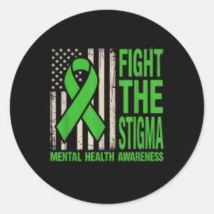 Brechen Sie die Stigma Green Ribbon Mental Health Runder Aufkleber