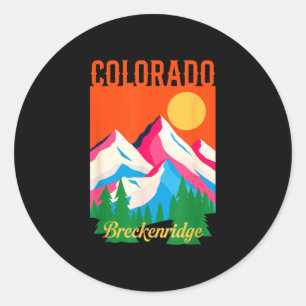 Breckenridge Colorado Berg Sonnenuntergang Retro W Runder Aufkleber