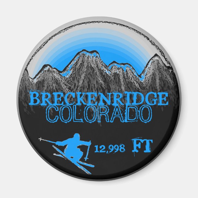 Breckenridge Colorado blauer Skimagnet Magnet (Vorne)