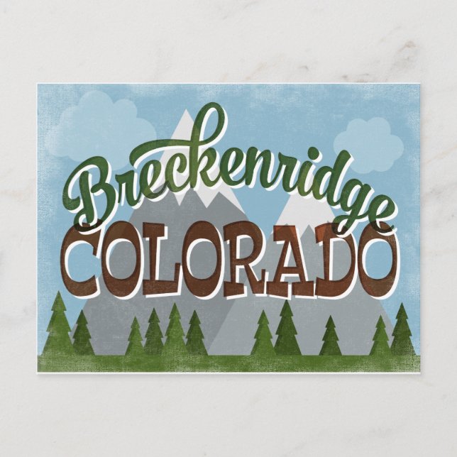 Breckenridge Colorado Fun Retro Snowy Mountains Postkarte (Vorderseite)