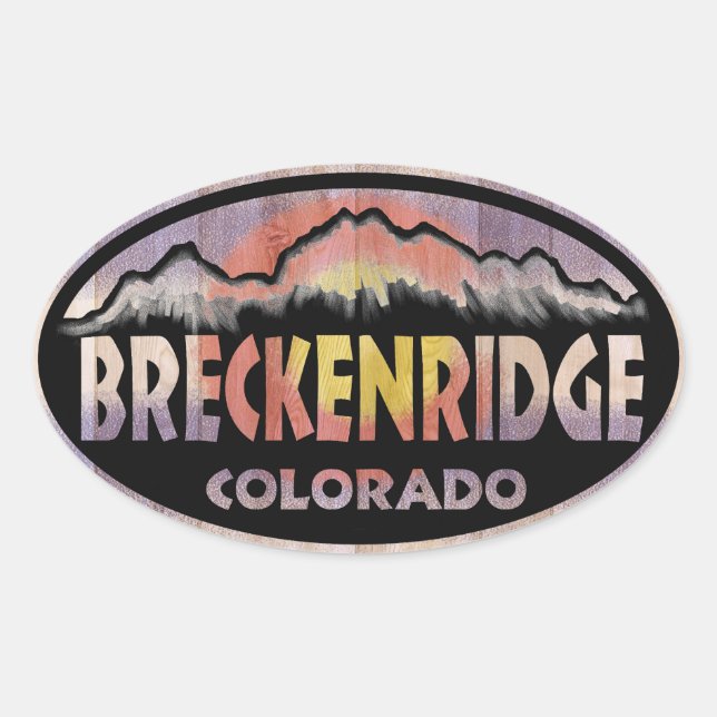Breckenridge Colorado Holzflagge ovale Aufkleber (Vorderseite)