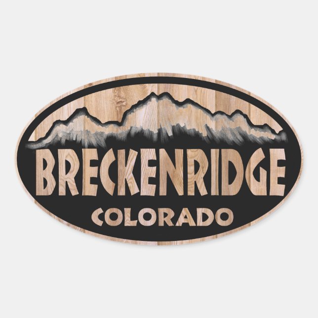 Breckenridge Colorado Holzschild ovale Aufkleber (Vorderseite)
