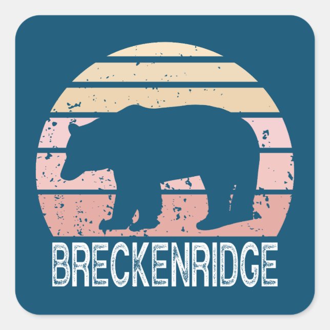 Breckenridge Colorado Retro Bär Quadratischer Aufkleber (Vorderseite)
