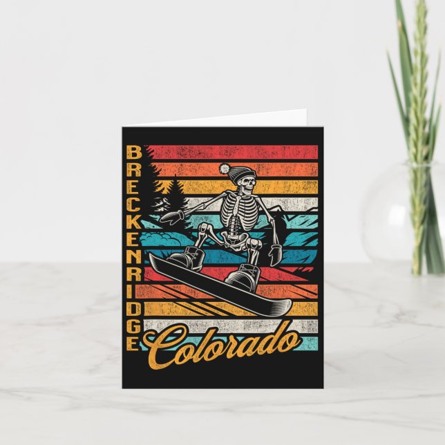 Breckenridge Colorado Retro Snowboarden Skelett Karte (Vorderseite)