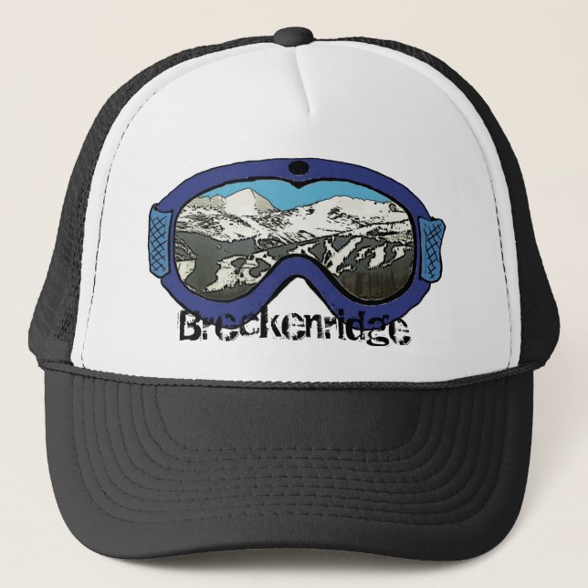 Breckenridge Colorado Schwarzer Schneefall Truckerkappe (Vorderseite)