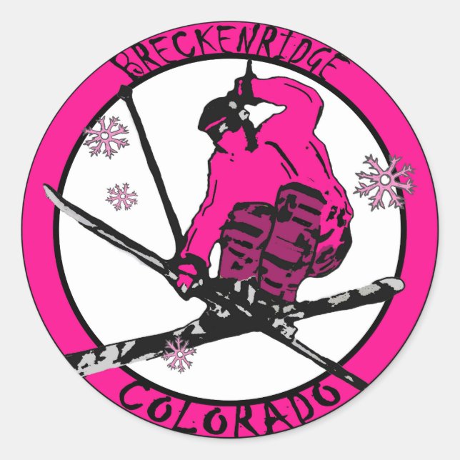 Breckenriege Colorado Rosa Skierkreis Runder Aufkleber (Vorderseite)