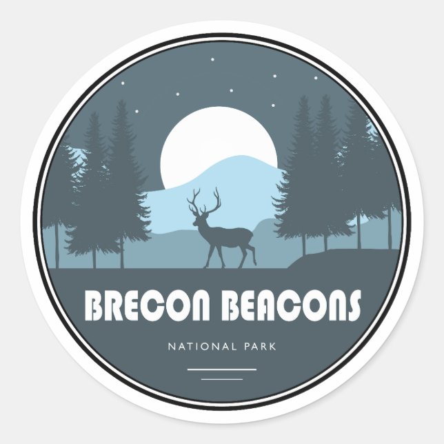 Brecon Beacons Nationalpark Deer Runder Aufkleber (Vorderseite)
