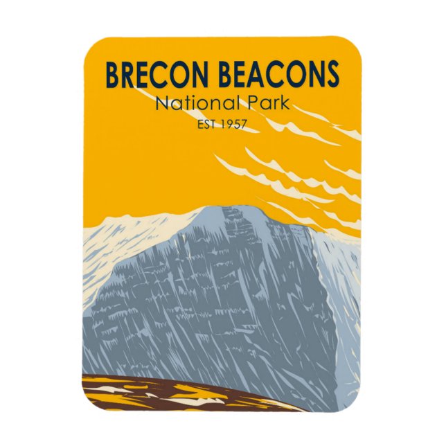 Brecon Beacons Nationalpark Wales Pen Y Fan Retro Magnet (Vertikal)