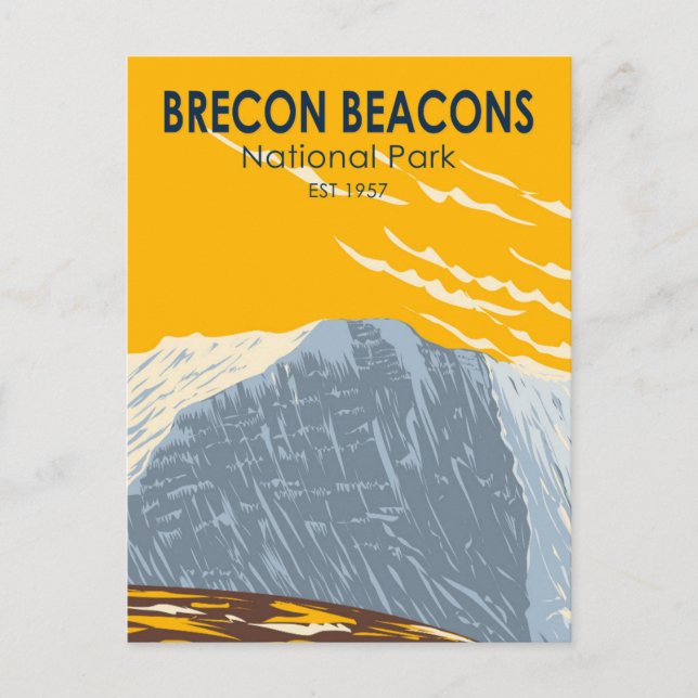 Brecon Beacons Nationalpark Wales Pen Y Fan Retro Postkarte (Vorderseite)