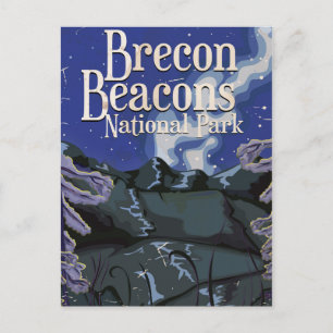 Brecon Beacons Vintage-Eisenbahn-Reiseposter Postkarte