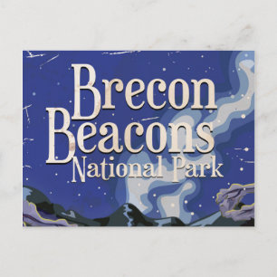 Brecon Beacons Vintage-Eisenbahn-Reiseposter Postkarte