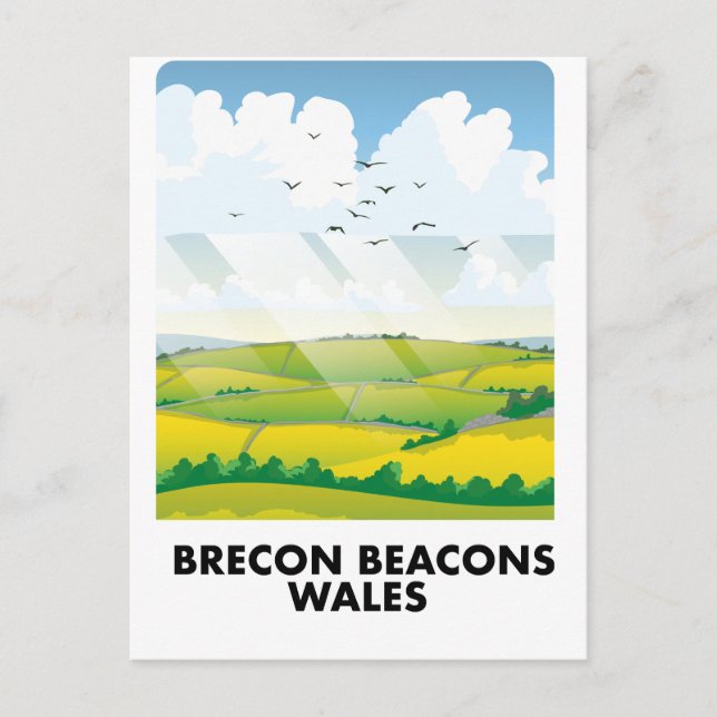 Brecon Beacons waldet Reiseplakat Postkarte (Vorderseite)
