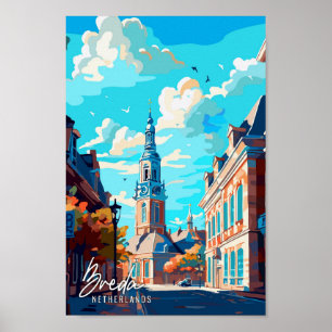 Breda Niederlande Art Vintage Reise Illustration Poster